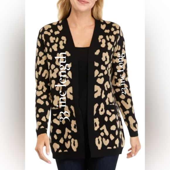 Kim Rogers Black and Tan Animal Print Cardigan. Sz. M - Picture 6 of 7